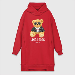 Женское худи-платье Like a boss мишка, цвет: красный