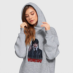 Женское худи-платье Уэнсдэй с рукой рисунок, цвет: меланж — фото 2