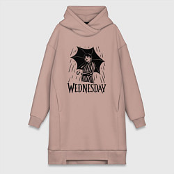 Женская толстовка-платье Уэнсдэй под дождем