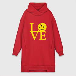 Женское худи-платье Smile love, цвет: красный