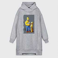 Женское худи-платье Homer Simpson and cats - нейросеть арт, цвет: меланж