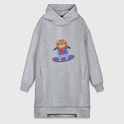 Женская толстовка-платье Лев-сноубордист