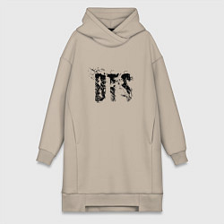 Женское худи-платье BTS logo, цвет: миндальный
