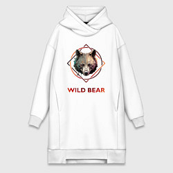 Женское худи-платье Медведь в рамке Wild Bear, цвет: белый