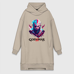 Женское худи-платье God of War, Kratos, цвет: миндальный