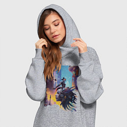 Женское худи-платье Cyberpunk - fantasy, цвет: меланж — фото 2