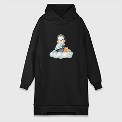 Женская толстовка-платье Пингвин на облаке