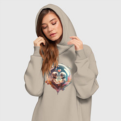 Женское худи-платье Космос и любовь, цвет: миндальный — фото 2