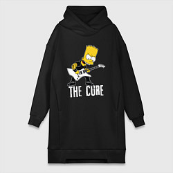 Женское худи-платье The Cure Барт Симпсон рокер, цвет: черный
