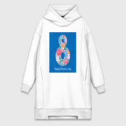 Женское худи-платье Цветочный дизайн для женского дня, цвет: белый