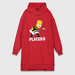 Женское худи-платье Placebo Барт Симпсон рокер, цвет: красный