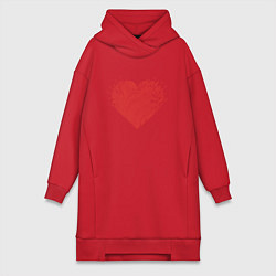 Женское худи-платье Сердце из осколков, цвет: красный