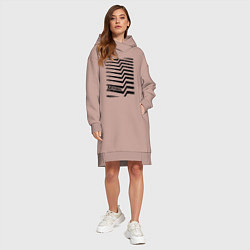 Женское худи-платье Minimal надпись и полосы, цвет: пыльно-розовый — фото 2