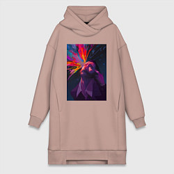 Женское худи-платье Disco Elysium - Взрыв мозга, цвет: пыльно-розовый