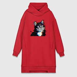 Женская толстовка-платье Pixel cat