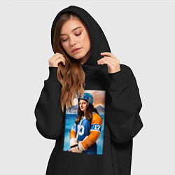 Женское худи-платье Мона Лиза - крайний нападающий, цвет: черный — фото 2