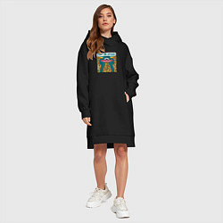 Женское худи-платье Геометрическая абстракция с НЛО, цвет: черный — фото 2