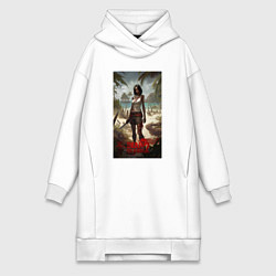 Женское худи-платье Девушка на мертвом острове, цвет: белый