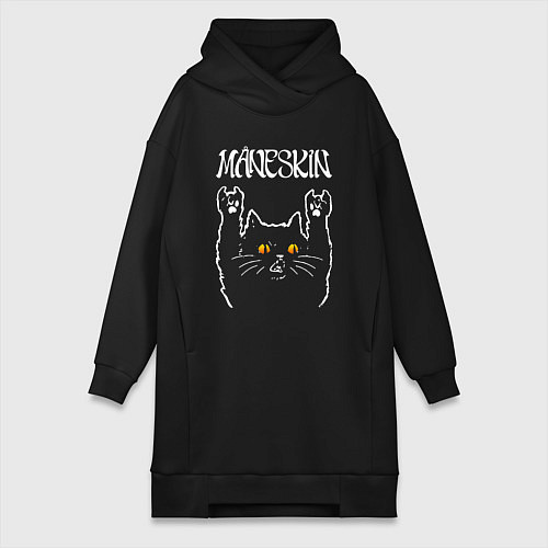 Женская толстовка-платье Maneskin rock cat / Черный – фото 1