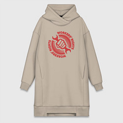 Женское худи-платье Рабочие права, цвет: миндальный