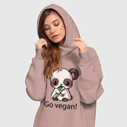 Женское худи-платье Go vegan - motto, цвет: пыльно-розовый — фото 2