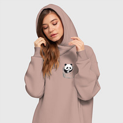 Женское худи-платье Панда в кармане, цвет: пыльно-розовый — фото 2