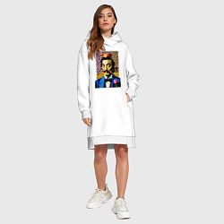 Женское худи-платье Леопард Сальвадор Дали - нейросеть, цвет: белый — фото 2