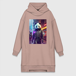 Женское худи-платье Панда-босс на своём районе - Пекин, цвет: пыльно-розовый