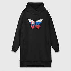 Женское худи-платье Словакия бабочка, цвет: черный