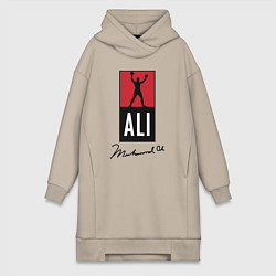 Женское худи-платье Muhammad Ali boxer, цвет: миндальный