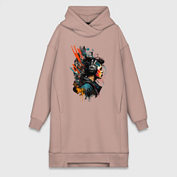 Женская толстовка-платье Слушая музыку - Хуф и Ся