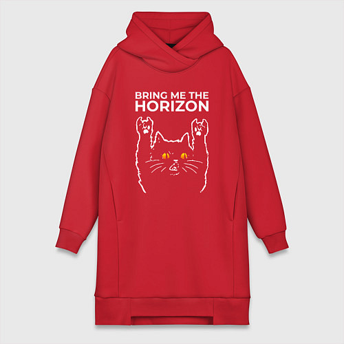 Женская толстовка-платье Bring Me the Horizon rock cat / Красный – фото 1