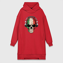 Женское худи-платье Italy skull music, цвет: красный