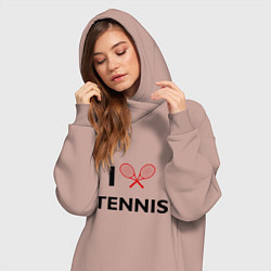 Женское худи-платье I Love Tennis, цвет: пыльно-розовый — фото 2