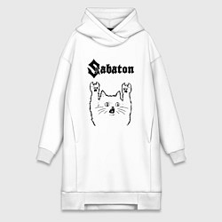 Женское худи-платье Sabaton - rock cat, цвет: белый