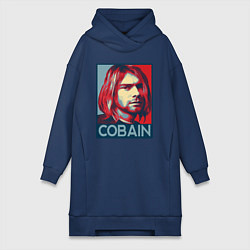 Женское худи-платье Nirvana - Kurt Cobain, цвет: тёмно-синий