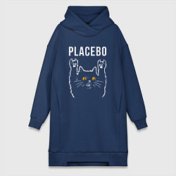 Женское худи-платье Placebo rock cat, цвет: тёмно-синий