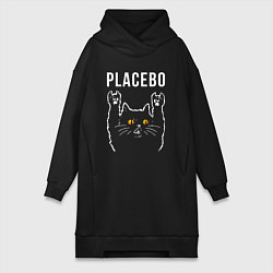 Женское худи-платье Placebo rock cat, цвет: черный