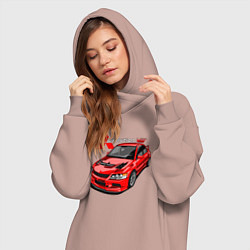 Женское худи-платье Lancer Evolution 8, цвет: пыльно-розовый — фото 2