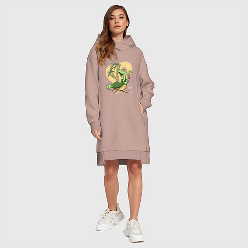 Женская толстовка-платье Черепаха на отдыхе, футболка хб / Пыльно-розовый – фото 4