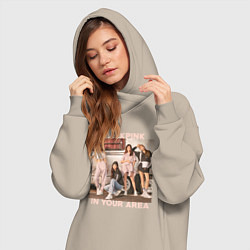 Женское худи-платье Blackpink Jennie Lisa Rose Jisoo, цвет: миндальный — фото 2