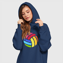 Женское худи-платье Rainbow volleyball, цвет: тёмно-синий — фото 2