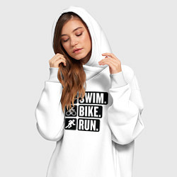 Женское худи-платье Swim bike run, цвет: белый — фото 2