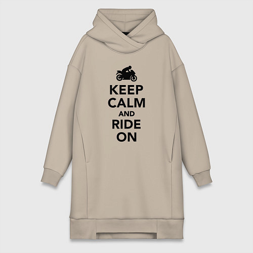 Женская толстовка-платье Keep calm and ride on / Миндальный – фото 1
