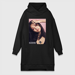 Женское худи-платье Jennie Blackpink photo, цвет: черный