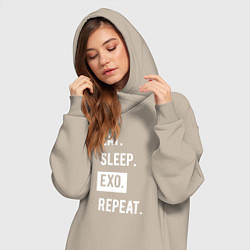 Женское худи-платье Eat Sleep EXO Repeat, цвет: миндальный — фото 2