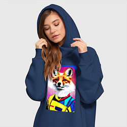 Женское худи-платье Fox - pop art - fashionista, цвет: тёмно-синий — фото 2