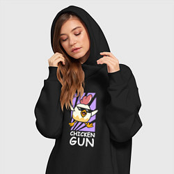 Женское худи-платье Chicken Gun - Game, цвет: черный — фото 2