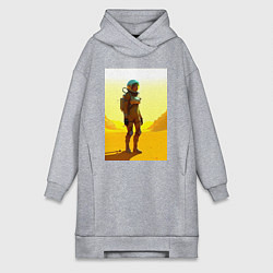 Женская толстовка-платье Девушка-астронавт в пустыне - нейросеть