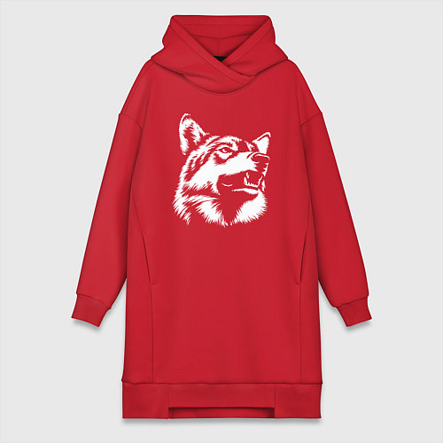 Женская толстовка-платье Голова волка Wolf head / Красный – фото 1
